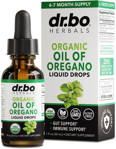 [BRSROAICOQNRUEL4] Oregano Oil Organic Liquid Drops - 6 Month Supply Organic Oil of Oregano Drops Liquid Tincture Extract, Cleanse, Detox, Immune Support, Digestive Gut Health - Pure Vegan Non-GMO Herbal Tincture 1 oz