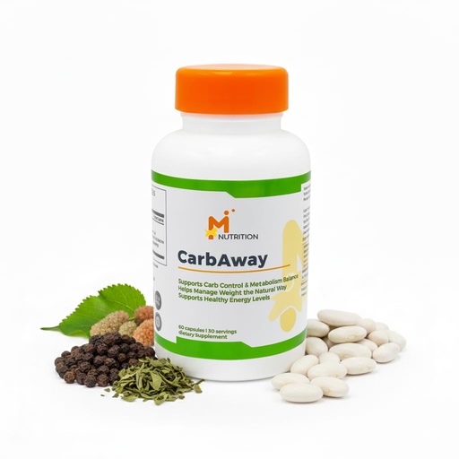 [BRSRG2TYBAGQOCDK] M NUTRITION CarbAway – Carb & Sugar Support Capsules, White Kidney Bean Extract + Chromium, Craving Support with Green Tea, Non-GMO, Gluten-Free, Made in USA, 60 Capsules