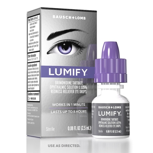 [BRSWGEINBV5G2HL5] LUMIFY Eye Drops for Red Eyes, Redness Reliever for Brighter Looking Eyes, Works in 1 Minute & Lasts Up to 8 Hours, Eye Drops, 0.08 Fl Oz (2.5 mL)