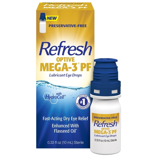 [BRSREC3ROV6READ5] Refresh OPTIVE MEGA-3 PF Lubricant Eye Drops Preservative-Free Artificial Tears, 0.33 fl oz (10mL)