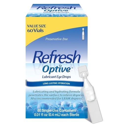 [BRSWIEAYAABGC23I] REFRESH OPTIVE Preservative-Free Artificial Tears Lubricant Eye Drops, 0.01 fl oz (0.4 mL), 60 Single-Use Containers