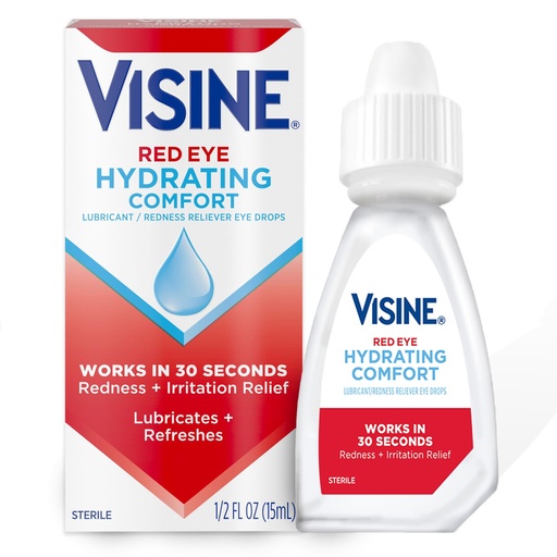[BRSWY236DEPWCD33] Visine Red Eye Hydrating Comfort Redness Relief and Lubricant Eye Drops to Help Moisturize and Relieve Red Eyes Due to Minor Eye Irritations Fast, Tetrahydrozoline HCl, 0.5 fl. oz