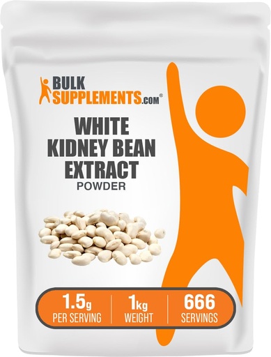 [BRSWKEY7AQOGMED2] BulkSupplements.com White Kidney Bean Extract Powder - White Kidney Bean Powder - Herbal Supplement - Gluten Free, 1.5g per Serving, 1kg (2.2 lbs) (Pack of 1)