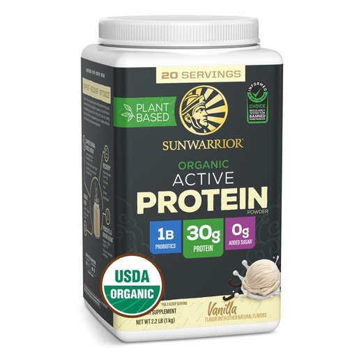 [BRSW2HY3OV5QKETJ] Sunwarrior Organic Plant Based Protein Powder | Vegan Organic Protein Powder with BCAA Amino Acids Plus Recovery Minerals & Botanicals | Non-GMO Soy Dairy & Gluten Free (Vanilla, 20 Servings)