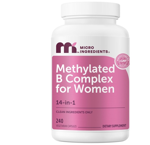 [BRSRGFQ2PMNGO3LF] Micro Ingredients Methylated B Complex for Women, 240 Vegetarian Capsules | Activated B Vitamins with Methylfolate, Methyl B12, DIM & Inositol Complex | 14-in-1 Bioactive B Vitamin Formula