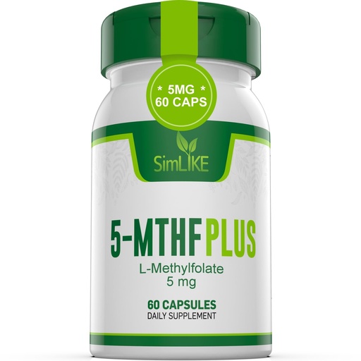 [BRSRAYIZDEPA23L7] Simlike Active folate (5-MTHF) with Vitamins B Complex, B12, B2, and B6 - Supports methylation and Healthy Level of homocysteine - Gluten-Free, Dairy-Free, Soy-Free - 60 Capsules 5mg L-Methylfolate