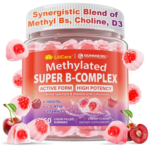 [BRSREC37BMJRM2D7] Methylated Vitamins B Complex Gummies – Active Methyl B12 1000 mcg, 5-MTHF Methylfolate 1700mcg, Inositol, Choline Vitamin D3 & C │12-In-1 Multivitamin for Women Men Energy, Brain, Focus Support, 60ct