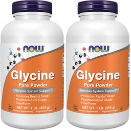 NOW Foods Supplements,Glycine Pure Powder,Promotes Restful Sleep*,Neurotransmitter Support*,1-Pound,(Pack of 2)
