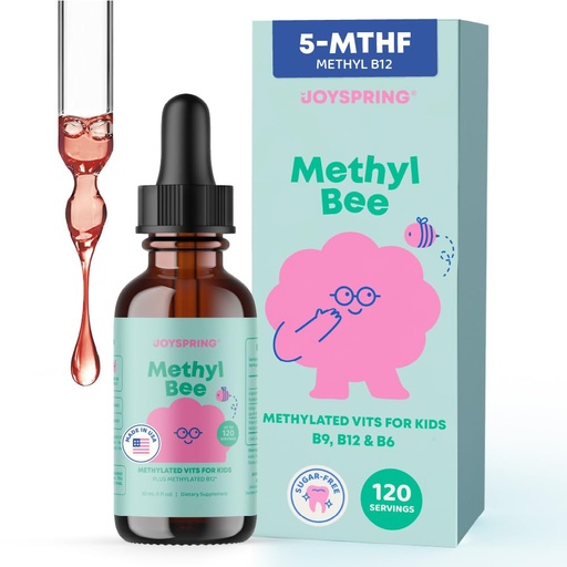 [BRSRE2QPBUBQ43A4] JoySpring Methylfolate for Kids | 5-MTHF Plus Methyl B12 Liquid Drops | Vitamin B12 for Kids | Methylated B Complex | MethylBee Berry Lemonade | USA Made | 30 Servings | Ages 3+