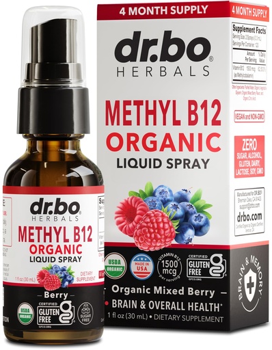 [BRSREGAKOAFQKDLV] Vitamin B12 Liquid Spray Drops - Organic Liquid B12 Vitamins for Women, Men, Kids & Energy, Vegan Sublingual Methyl B 12 Spray Supplement - Organic Pure Methylcobalamin Vit B 12 Drops Vitamins 1 Fl Oz