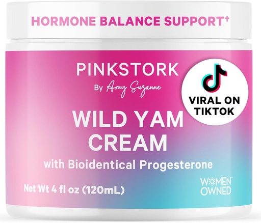 [BRSROEAHBB6AKFDJ] Pink Stork Wild Sea Cream - הורמון טבעי לנשים - PMS, פריון, Perimenopause, Menopause - קרם ביו-זהיר - Unscented, 4 oz