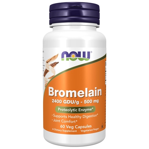 [BRSWIYTYC54REA3Y] NOW Foods Supplements, Bromelain (Natural Proteolytic Enzyme) 2,400 GDU/g - 500 mg, Natural Proteolytic Enzyme*, 60 Veg Capsules
