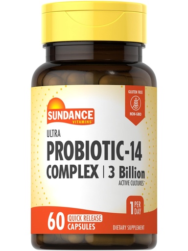 [BRSWICAPBQNBKDLC] Sundance Probiotic-14 Complex | 3 Billion Active Cultures | 60 Capsules | Non-GMO and Gluten Free Supplement