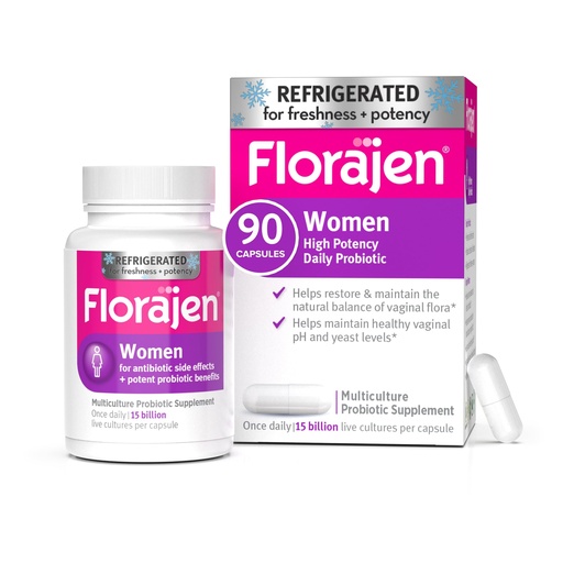 [BRSWGHD7BEFWAH34] Florajen Women's Vaginal Probiotics, Provides Gut Health & Constipation Relief for Adults and Bloating Relief for Women, 90 Capsules (3 Packs of 30) (Refrigerated)