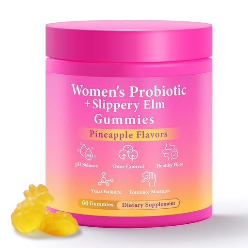 [BRSREBA6CQHA4FY6] BURMINY Her Juicy Feminine Probiotics Gummies, Premium Feminine Balance Probiotics with Slippery Elm for Women's pH Balance and Freshness – Support Daily Wellness & Comfort 60 Pineapple Gummies