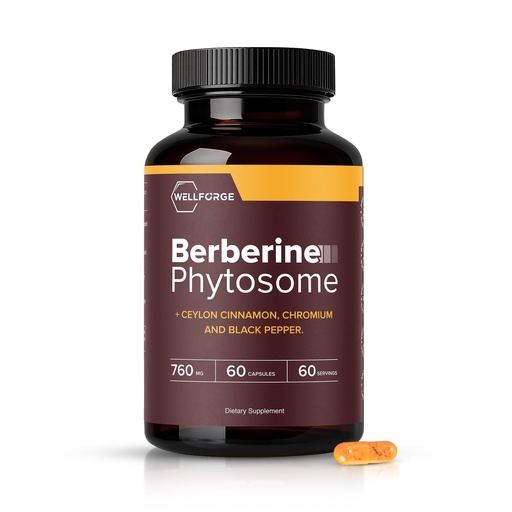 [BRSRGHAKBABGAE37] Berberine Phytosome 550mg, 60 Capsules - with Ceylon Cinnamon (200mg), Chromium (200mcg) & Black Pepper Extract (10mg)
