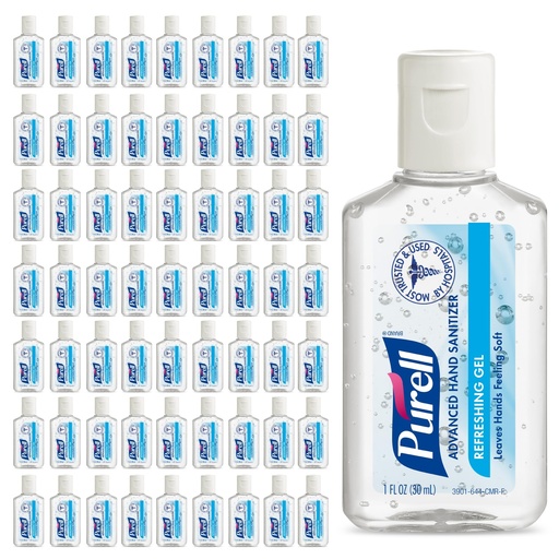 [BRSWYZY6OZ6BUETP] Purell Advanced Hand Sanitizer Refreshing Gel, Clean Scent, 1 fl oz Travel Size flip-Cap Bottle (Pack of 72) - 3901-72-CMR
