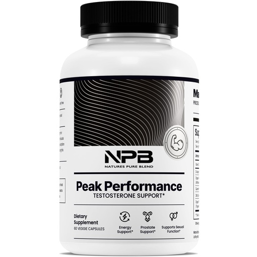 [BRSWYCYEBAORA2Q2] Nature's Pure Blend Peak Performance – Testosterone Supplement for Men with D-Aspartic Acid, Ashwagandha & DIM – Mens Prostate Health Support, Muscle Strength & Energy – Prostate Supplement