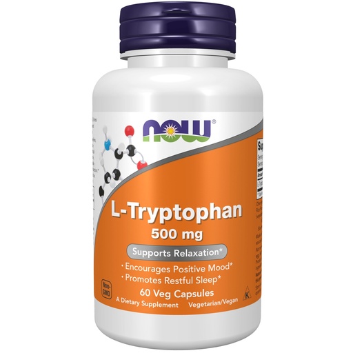 [BRSWIYQROF6QA3L6] NOW Foods Supplements, L-Tryptophan 500 mg, Encourages Positive Mood*, Supports Relaxation*, 60 Veg Capsules
