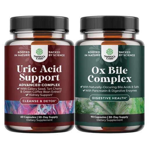 [BRSRGYYHOQHQOG3F] Bundle of Green Coffee Bean Extract for Uric Acid Cleanse & Detox with Turmeric, Tart Cherry & Celery Seed and Digestive Enzymes with Ox Bile with Trypsin Papain Bromelain Enzyme for Pancrease Cleanse