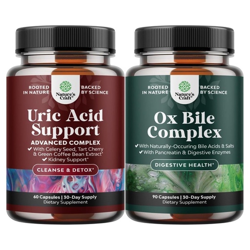 [BRSRGYYHOQHQOG3F] Bundle of Green Coffee Bean Extract for Uric Acid Cleanse & Detox with Turmeric, Tart Cherry & Celery Seed and Digestive Enzymes with Ox Bile with Trypsin Papain Bromelain Enzyme for Pancrease Cleanse