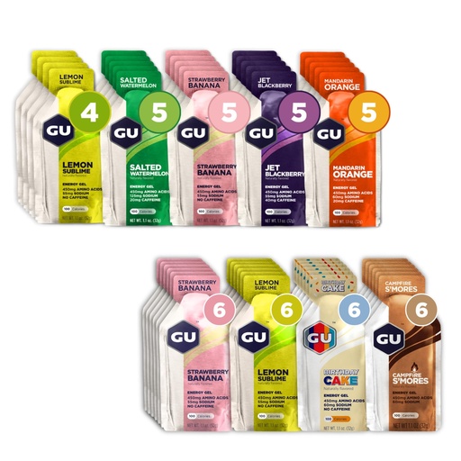 [BRSRAYYYCUFGGHT3] GU Energy Original 24-Count Sports Nutrition Energy Gels Bundle with Caffeine and Caffeine-Free 24-Count Assorted Flavors Variety Packs