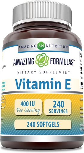 [BRSRO2YHOZ7GEAAY] Amazing Formulas Vitamin E Supplement | 400 IU Per Serving | 240 Softgels | Non-GMO | Gluten-Free | Made in USA