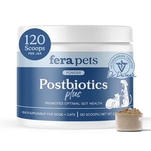 [BRSRAYADBMJQ4A33] Fera Pets Postbiotics Plus Prebiotics for Dogs & Cats - with Slippery Elm - Promotes Optimal Digestive Health & Inflammatory Response - Enhances Immunity - 120 Scoops