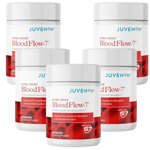 [BRSRAAQQOB5AME3P] Juvenon BloodFlow-7 Nitric Oxide Supplements for Men & Women - Natural Nitric Oxide Booster with Nitrosigine® + S7® - Blood Flow & Circulation Support (5-Pack)