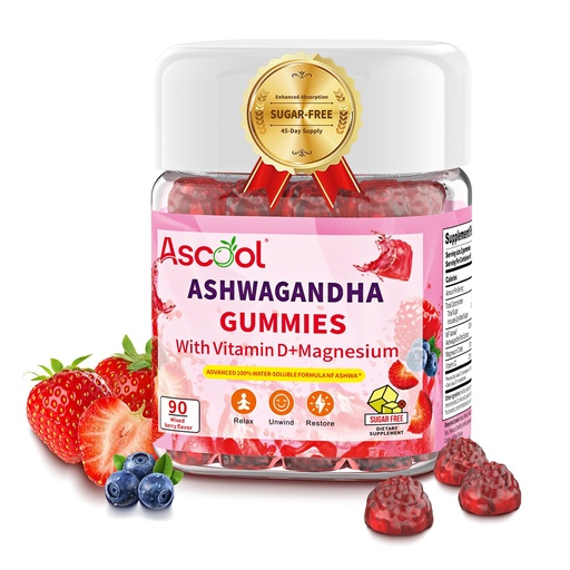 [BRSREHT3OECAE3Q2] Ashwagandha Gummies for Stress Relief & Clam with Magnesium + Vitamin D – 90 Count Sugar-Free, Vegan Ashwa Supplements