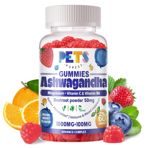 [BRSRAAQHAEMAAFLB] Ashwagandha Gummies & Vitamin D3 Gummies 60 Count - Organic Aswangdha Supplement for Improve Sleep, Stress Relief & Mood Calm(Mixed Berry, Vegan, Plant Based,Gluten-Free & Gelatin Free)-1pack