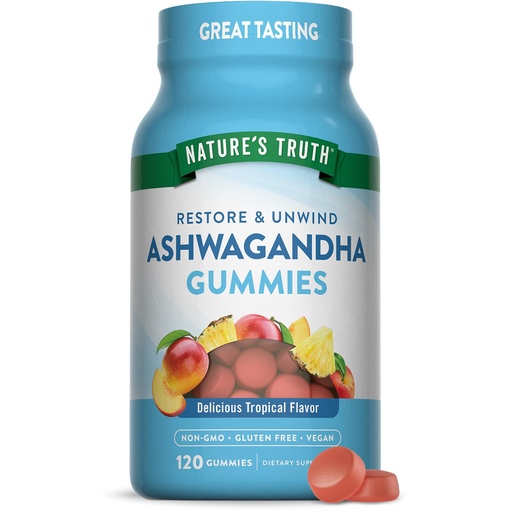 [BRSROBA2PJ5BQC3X] Nature's Truth Ashwagandha Gummies | 120 Count | Tropical Flavor | Vegan, Non-GMO & Gluten Free Supplement