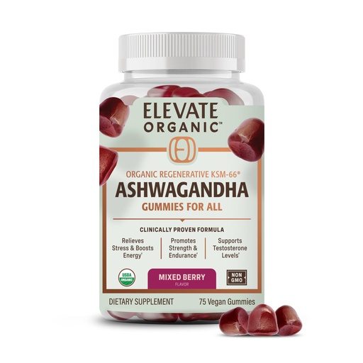 [BRSREAQEBAGQE23O] Regenerative Fermented KSM-66 Ashwagandha Vegan Gummies with Acti Veda™, Mixed Berry (600mg, 25 Servings), Up to 150% More Effective Than KSM-66 Alone