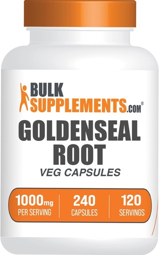 [BRSRMEDRBN6AM2QV] BulkSupplements.com Goldenseal Root Capsules - Herbal Supplement, Sourced from Golden Seal Root - Vegan & Gluten Free, 1 Capsule per Serving, 240 Veg Capsules (Pack of 1)