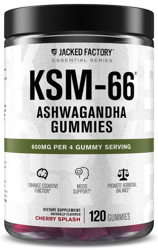 [BRSREZ34DEDQIYD5] Jacked Factory Ashwagandha Gummies - KSM 66 Ashwagandha Gummies (600mg Per Serving) - Enhance Cognitive Function, Boost Mood, and Promote Hormonal Balance - 120 Gummies, Cherry Splash