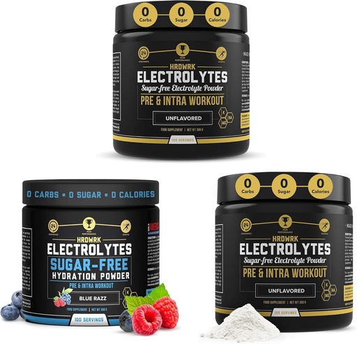 [BRSRAZINOUFAMDI6] HRDWRK - 100 Servings Keto Electrolytes Powder Hydration Sugar Free - Electrolyte Powder to Boost Endurance & Reduce Únava s Electrolyty Dodatek (Neochucená sada 2 & Blue Razz)