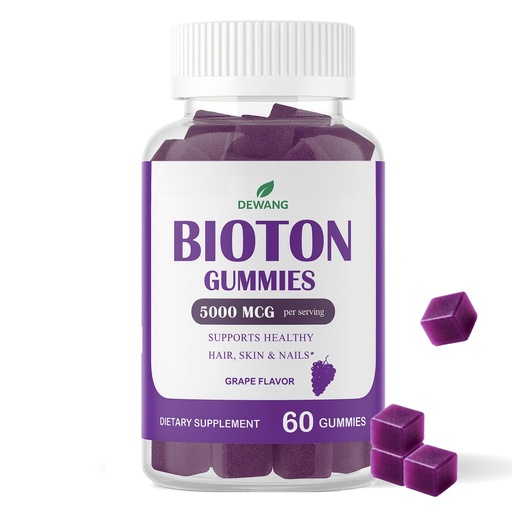 [BRSRECA5CQIQI3LB] DEWANG Biotin Gummies 5000mcg – Hair, Skin & Nails Support with Zinc & Vitamin C – Vegan Sugar-Free Non-GMO – 60 Count