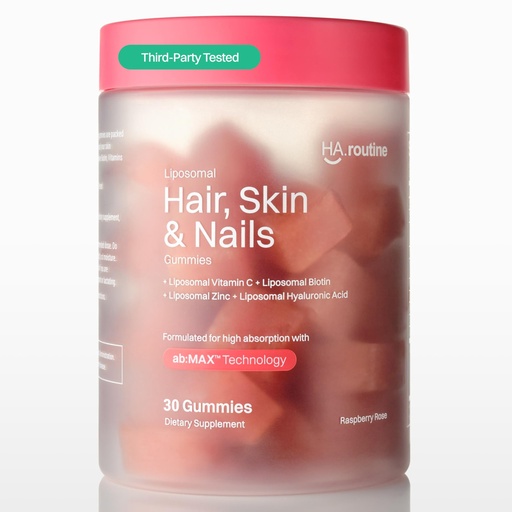 [BRSRAGDRB4HGAHL3] Haroutine Liposomal Hair, Skin & Nails Gummies, 2500 mcg Liposomal Biotin, 1200 mcg Vitamin A, 2 mg Vitamin E, Healthy Hair, Nail Strengthener, Skin Support - 30 Servings Raspberry Rose Flavor