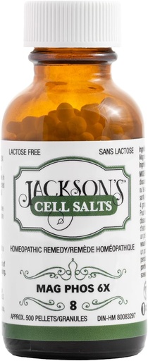 [BRSWYCAOCIHGOFLX] Jackson's #8 Cell Salt Mag Phos 6X (500 Pellet Bottle) – Certified Vegan, Lactose-Free Schuessler Tissue Salt Magnesia Phosphorica 6X