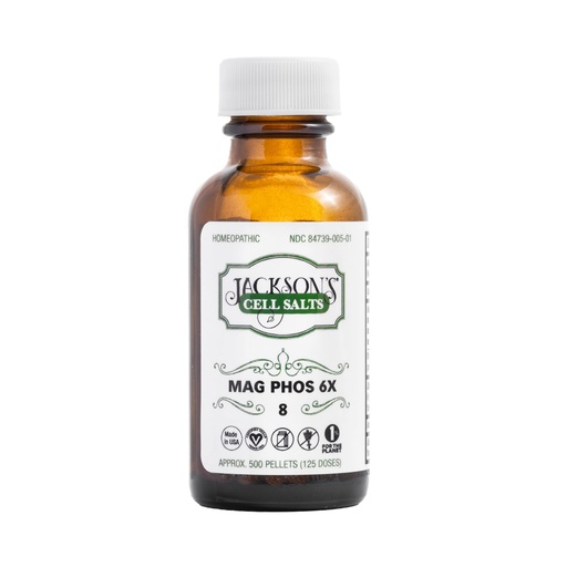 [BRSWYCAOCIHGOFLX] Jackson’s #8 Cell Salt Mag Phos 6X (500 Pellet Bottle) – Certified Vegan, Lactose-Free Schuessler Tissue Salt Magnesia Phosphorica 6X (Made in the USA)