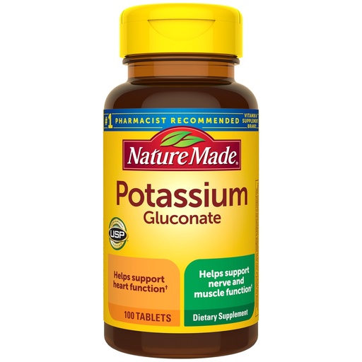 [BRSWIYTZA4BRKETM] Nature Made Potassium Gluconate 550 mg, Potassium Supplements, Dietary Supplement for Heart Health Support, 100 Tablets, 100 Day Supply