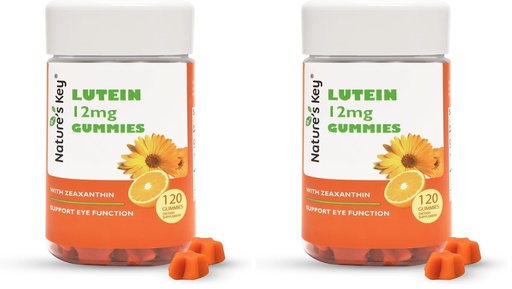 [BRSRGGT5BZYQ23A7] Nature's Key Lutein Gummies 12mg with Zeaxanthin & Vitamin A for Kids and Adults | Eye Health and Brain Function Supplement | Orange Flavor, 120Ct (Pack of 2)