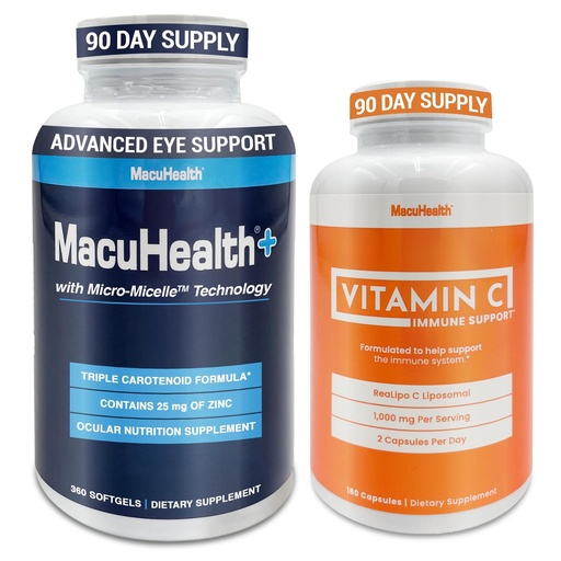 [BRSREHAQO4JQ2CTZ] Macuhealth Plus+ Eye Vitamins with Lutein, Zeaxanthin & Meso-Zeaxanthin Combined with Liposomal Vitamin C 1000mg with Fat-Soluble Antioxidants to Support Eye, Brain & Overall Health – 3-Month Supply