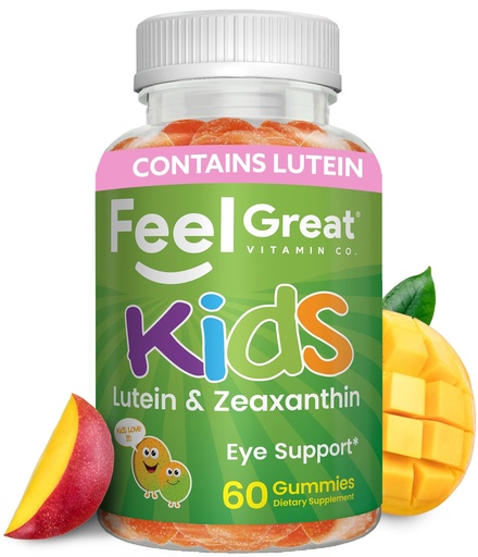 [BRSWYC3QOUIQIHYU] Feel Great Kids Gummy Vitamins for Eyes | Essential Eye Vitamins Lutein and Zeaxanthin | Mango Flavored Vegan Eye Vitamins for Kids | Gluten Free | 60 Day Supply