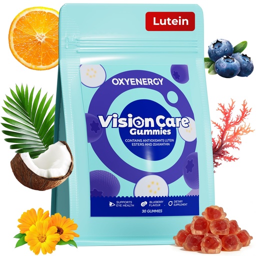 [BRSRGFQYPMFBAD3B] OxyEnergy Lutein Gummies for Eye Health - Lutein & Zeaxanthin, Natural Blueberry, Individually Wrapped for Freshness Vitamins Supplements for Vision Health, Eye Strain, Dry Eyes