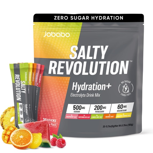 [BRSRGGIPAEDWA2TA] Salty Revolution Electrolytes Powder Packets | Keto, Energy & Sports Hydration Support | No Sugar, Gluten-Free | Drink Mix Variety Pack (30 Sticks)