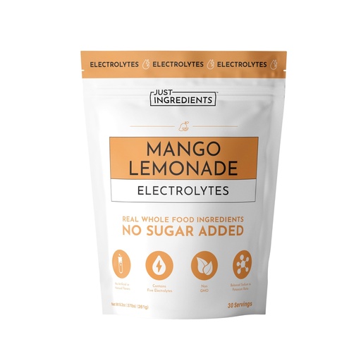 [BRSREGLYBUOWE2DK] JUST INGREDIENTS Mango Lemonade Electrolyte Drink Mix - Coconut Water, Sea Salt, Trace Minerals - 30 Servings