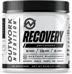 Outwork Nutrition Post Workout Recovery Powder - Creatine Monohydrate, KSM-66 Ashwagandha & Tart Cherry - Speeds Recovery, Eases Soreness - Creatine Powder for Men & Women, Unflavored, 240 Gr