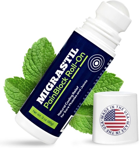 [BRSW2CQQCEAQAG3A] Dasar Vigor Migrastil PainBlock Rolls-On, 3 oz - Topical Rolls-On untuk Muscle Aches, Cramps, Gabungan & Nerve Discomfort. Bekerja dengan baik di Shoulders, Neck, Kaki, Kaki, Belakang, Siku, HIPS, Etc.