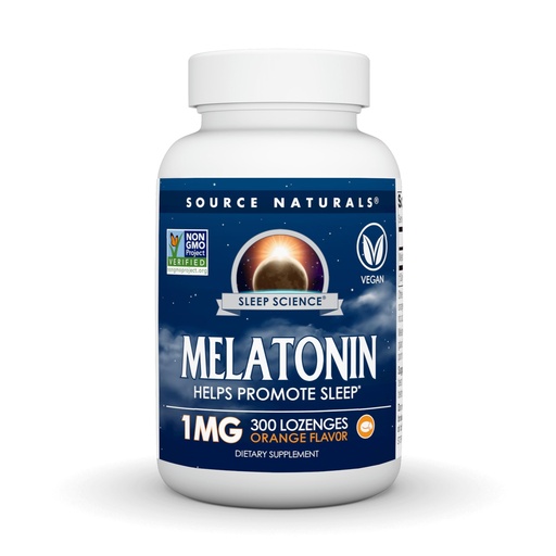 [BRSWIY35AQIR63TC] Source Naturals Sleep Science Melatonin, Helps Promote Sleep* - 1 mg - 300 Orange Flavored Lozenges